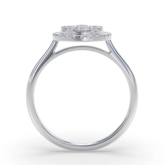 0.40ct Modern Oval Shaped Round Diamond Cluster Halo Ring