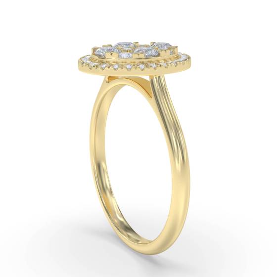 0.40ct Modern Oval Shaped Round Diamond Cluster Halo Ring