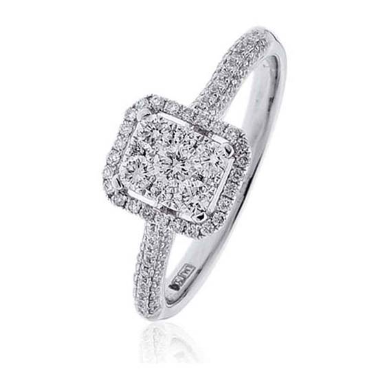 0.80ct VS/E-F Round Natural Diamond Cluster Ring