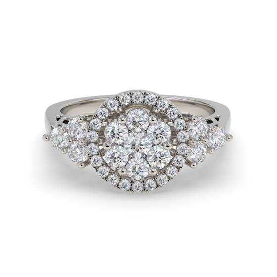 0.75ct Modern Round Diamond Cluster Ring