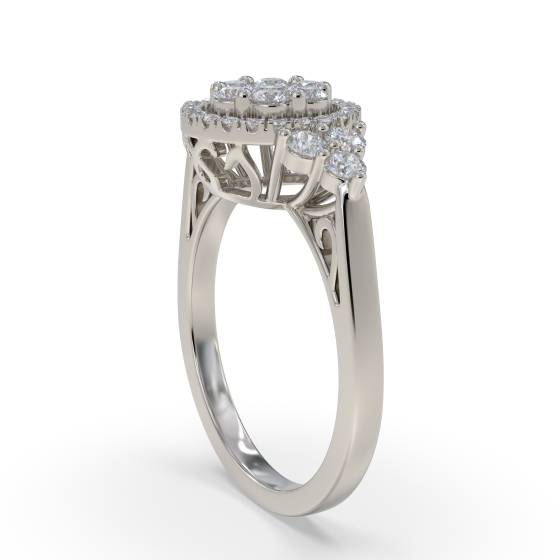 0.75ct Modern Round Diamond Cluster Ring