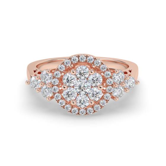 0.75ct Modern Round Diamond Cluster Ring