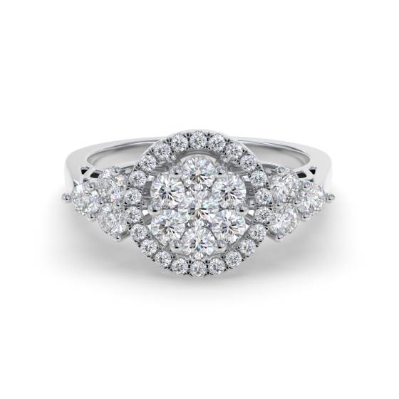 0.75ct Modern Round Diamond Cluster Ring