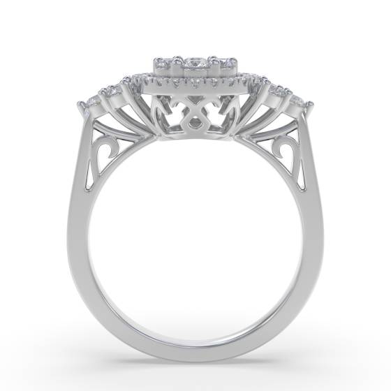 0.75ct Modern Round Diamond Cluster Ring