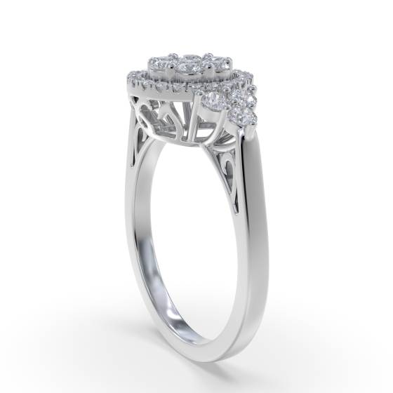 0.75ct Modern Round Diamond Cluster Ring
