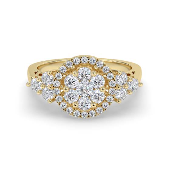 0.75ct Modern Round Diamond Cluster Ring