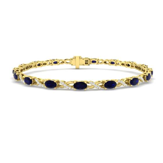 5.10ct VS/E-F Oval Blue Sapphire and Round Diamond Set Bracelet