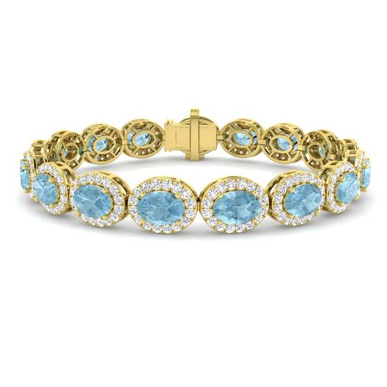 13.50ct VS/E-F Oval Aquamarine and Round Diamond Bracelet