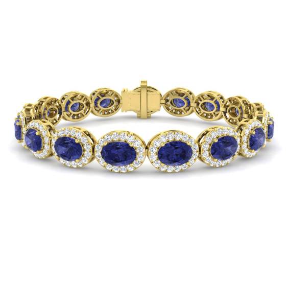 16.50ct VS/E-F Oval Cut Tanzanite and Round Diamond Bracelet