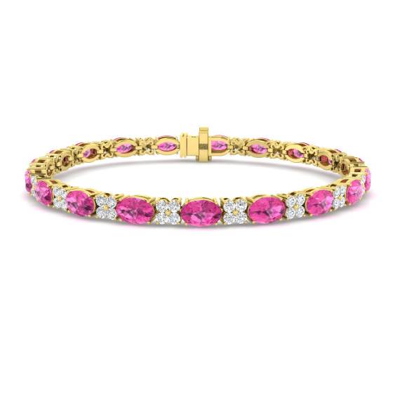 11.90ct VS/E-F Oval Pink Sapphire and Round Diamond Set Bracelet