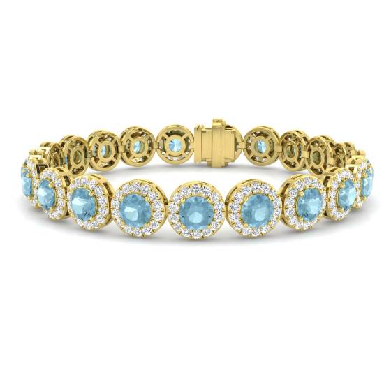 12.55ct VS/E-F Round Aquamarine and Round Diamond Bracelet