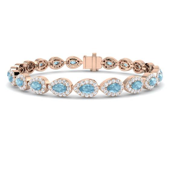 6.15ct VS/E-F Pear Aquamarine and Round diamond Bracelet
