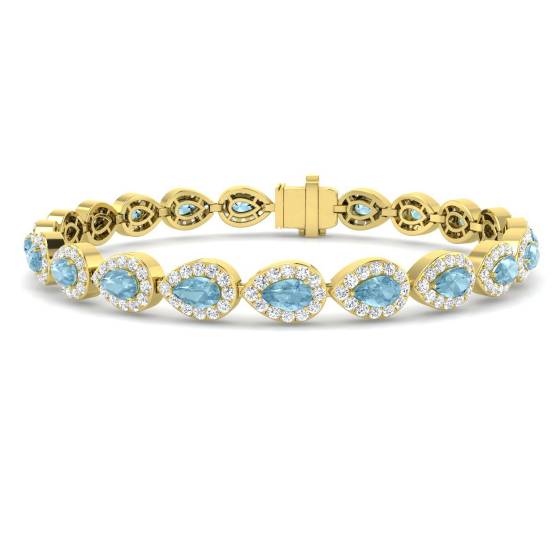 6.15ct VS/E-F Pear Aquamarine and Round diamond Bracelet