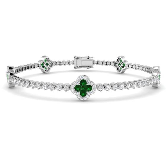 2.40ct VS/E-F Round Emerald and Diamond Designer Bracelet