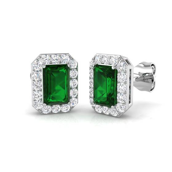 1.45ct VS/E-F Emerald and Diamond Gemstone Earrings