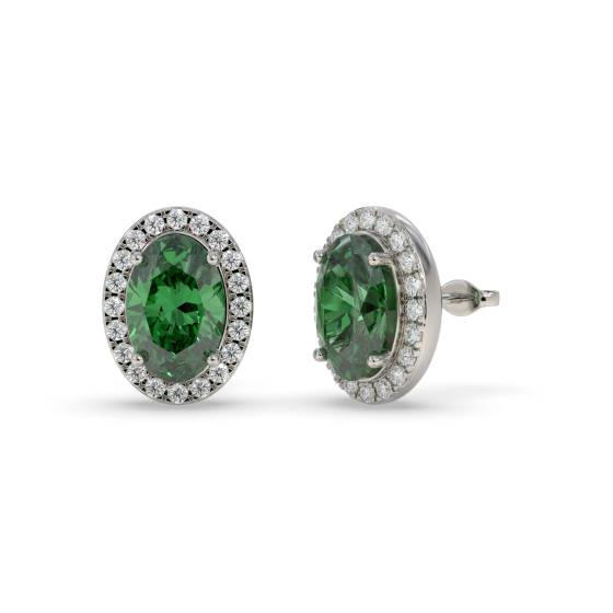 1.15ct VS/E-F Emerald and Diamond Gemstone Earrings