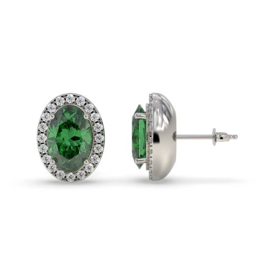 1.15ct VS/E-F Emerald and Diamond Gemstone Earrings