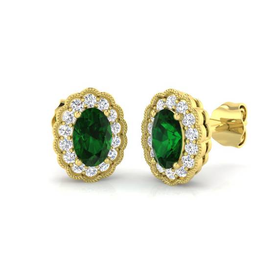 1.05ct VS/E-F Emerald and Diamond Gemstone Earrings