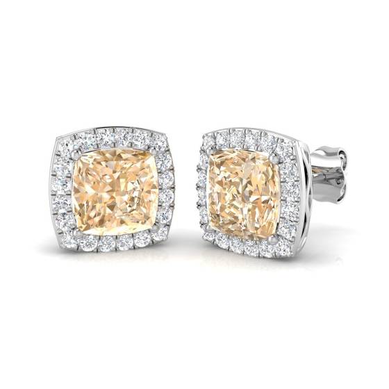 3.40ct VS/E-F Morganite and Diamond Earrings