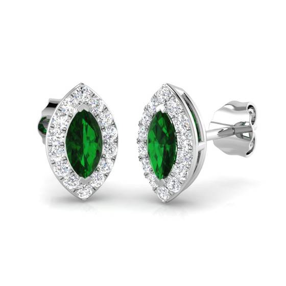 0.70ct VS/E-F Emerald and Diamond Gemstone Earrings