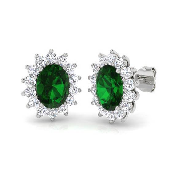 1.25ct VS/E-F Emerald and Diamond Gemstone Earrings