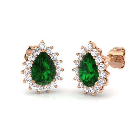 1.85ct VS/E-F Emerald and Diamond Gemstone Earrings