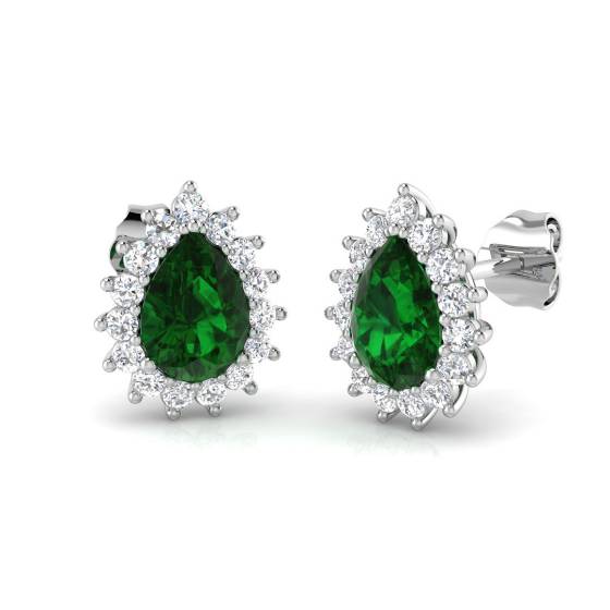 1.85ct VS/E-F Emerald and Diamond Gemstone Earrings