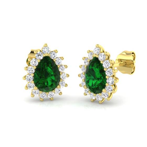 1.85ct VS/E-F Emerald and Diamond Gemstone Earrings