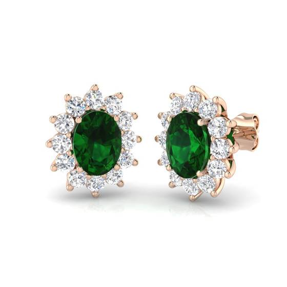 3.00ct VS/E-F Emerald and Diamond Gemstone Earrings