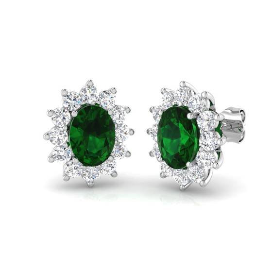3.00ct VS/E-F Emerald and Diamond Gemstone Earrings
