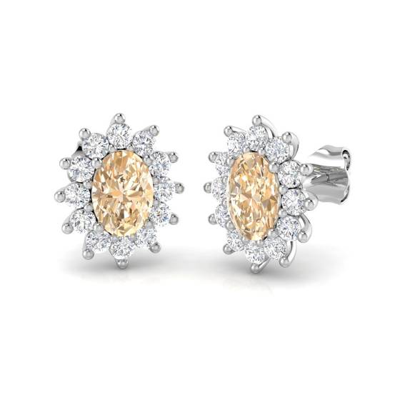 1.35ct VS/E-F Morganite and Diamond Earrings