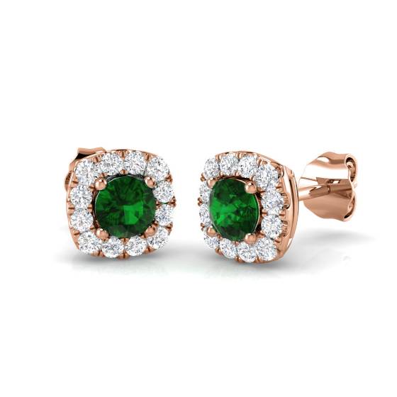 0.80ct VS/E-F Emerald and Diamond Gemstone Earrings