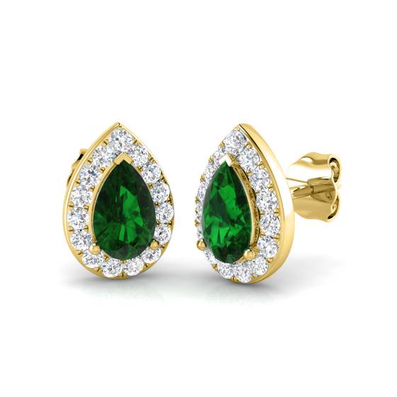 1.60ct VS/E-F Emerald and Diamond Gemstone Earrings