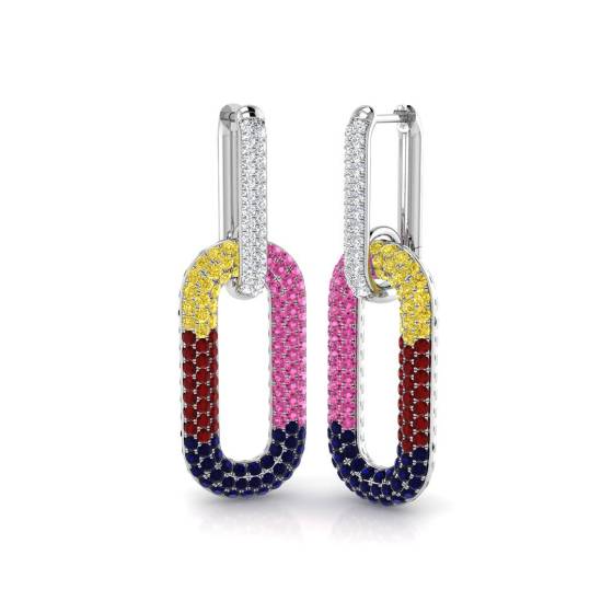 Round Multistone Drop Earrings