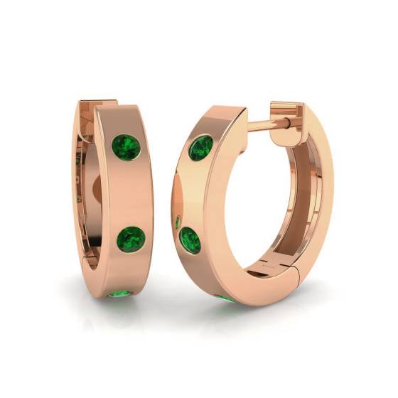 Round Green Sapphire Gemstone Hoop Earrings