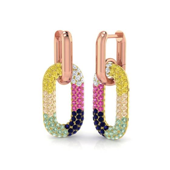 Round Multistone Drop Earrings