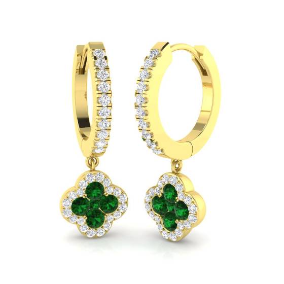 0.75ct VS/E-F Emerald and Diamond Gemstone Earrings