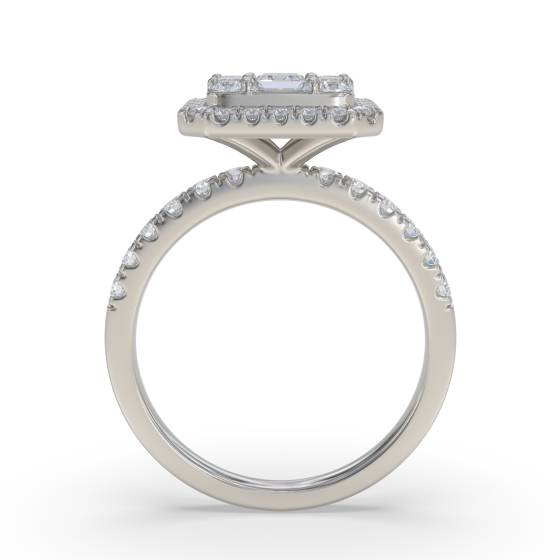 0.85ct Modern Round and Baguette Diamond Cluster Ring