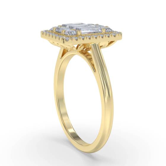 1.00ct Round and Baguette Diamond Cluster Ring