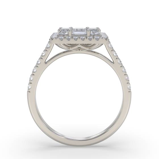 0.60ct Modern Round and Baguette Diamond Cluster Ring