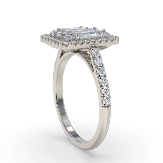 0.60ct Modern Round and Baguette Diamond Cluster Ring