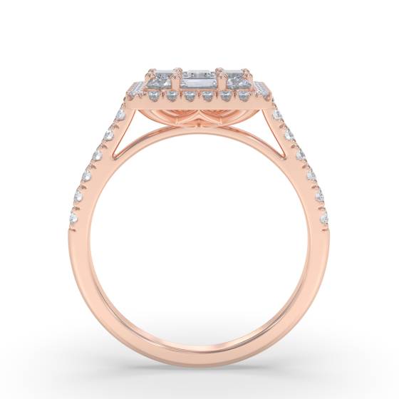 0.60ct Modern Round and Baguette Diamond Cluster Ring