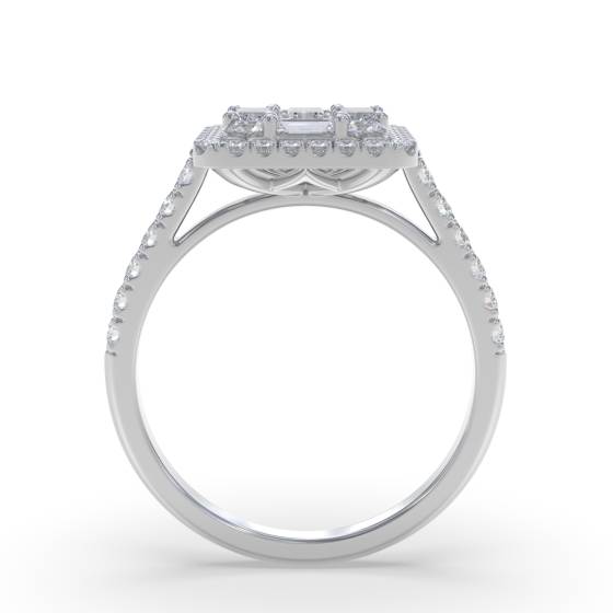 0.60ct Modern Round and Baguette Diamond Cluster Ring