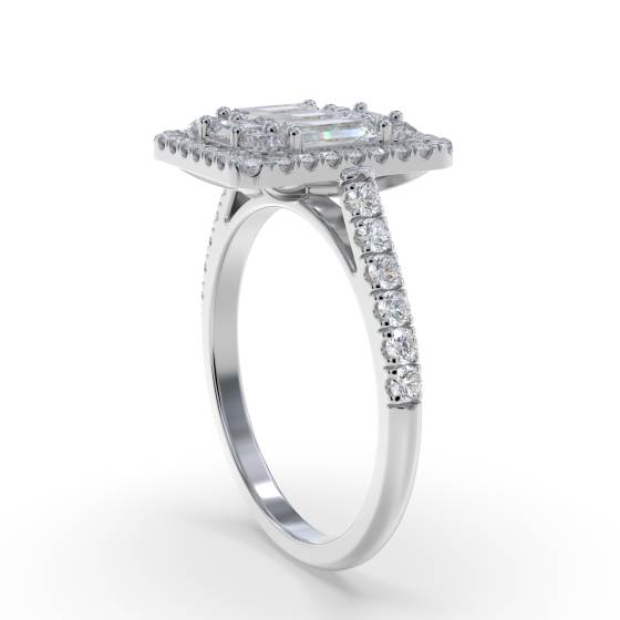 0.60ct Modern Round and Baguette Diamond Cluster Ring