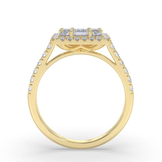 0.60ct Modern Round and Baguette Diamond Cluster Ring