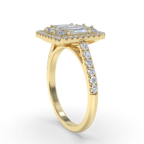 0.60ct Modern Round and Baguette Diamond Cluster Ring