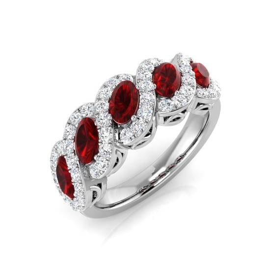 Oval Ruby and Round Diamond Eternity Ring