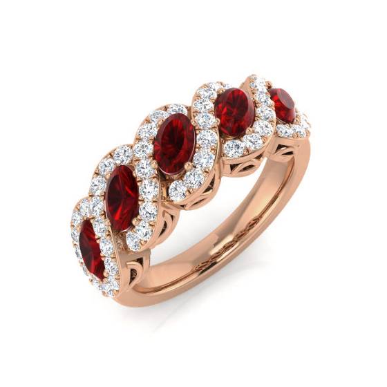 Oval Ruby and Round Diamond Eternity Ring