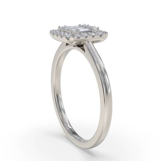 0.25ct Elegant Round and Baguette Diamond Cluster Ring