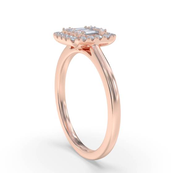 0.25ct Elegant Round and Baguette Diamond Cluster Ring